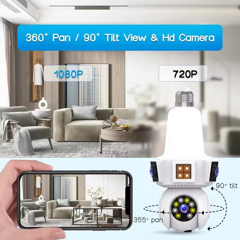 Camara de seguridad 360°con luz LED